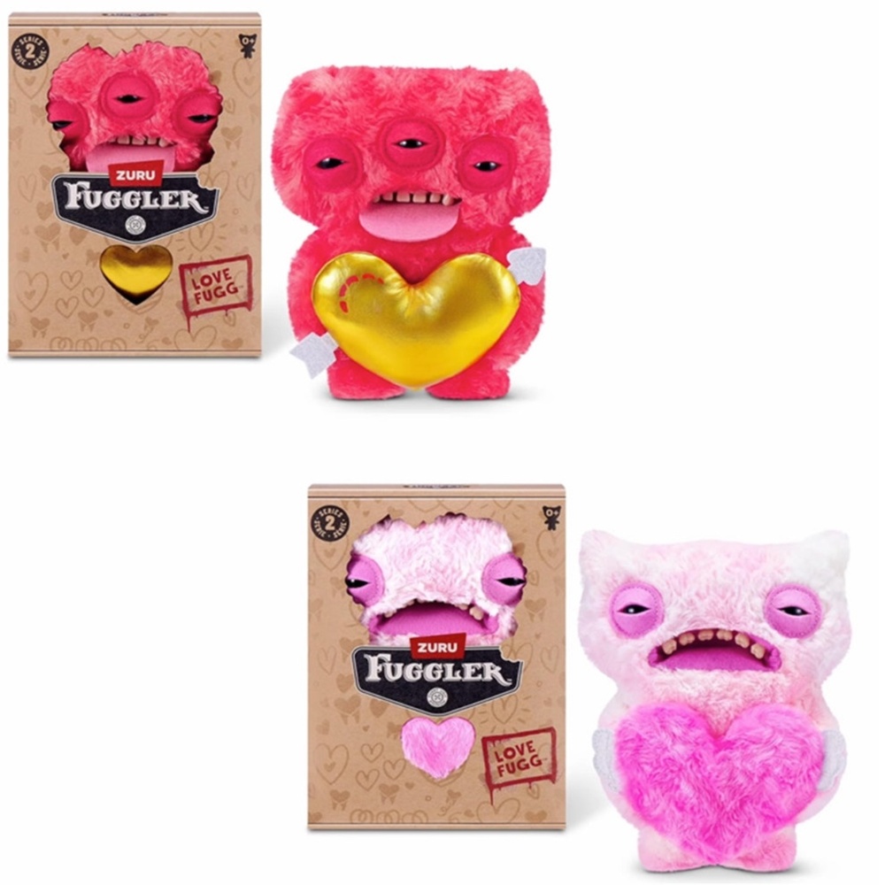 Fuggler 9" Love Fuggs Plush in Collection Box Asst-Set of 2-Red & Pink
